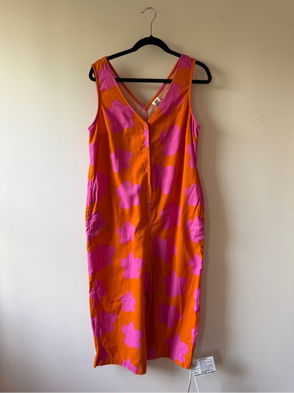 Lucy & Yak Finn Button Front Jumpsuit Pink Flowers